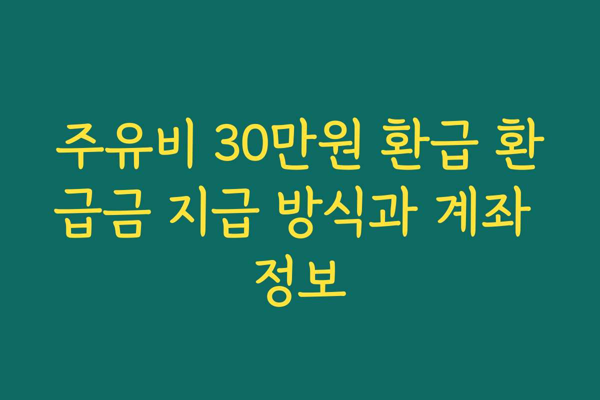 주유비 30만원 환급 환급금 지급 방식과 계좌 정보