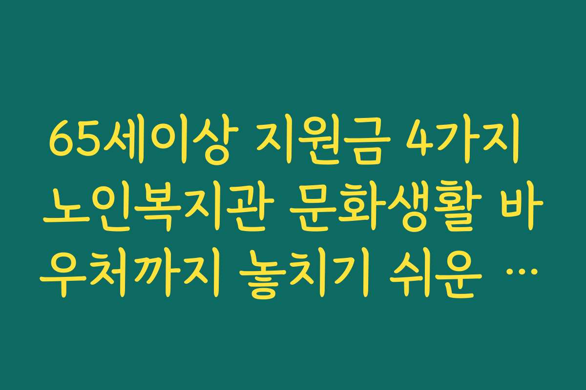 65세이상 지원금 4가지 노인복지관 문화생활 바우처까지 놓치기 쉬운 혜택 정리