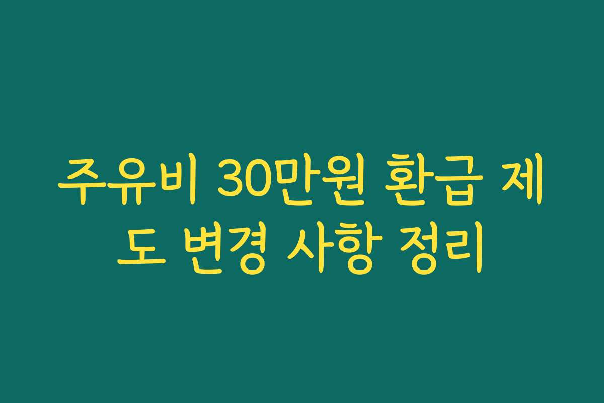 주유비 30만원 환급 제도 변경 사항 정리