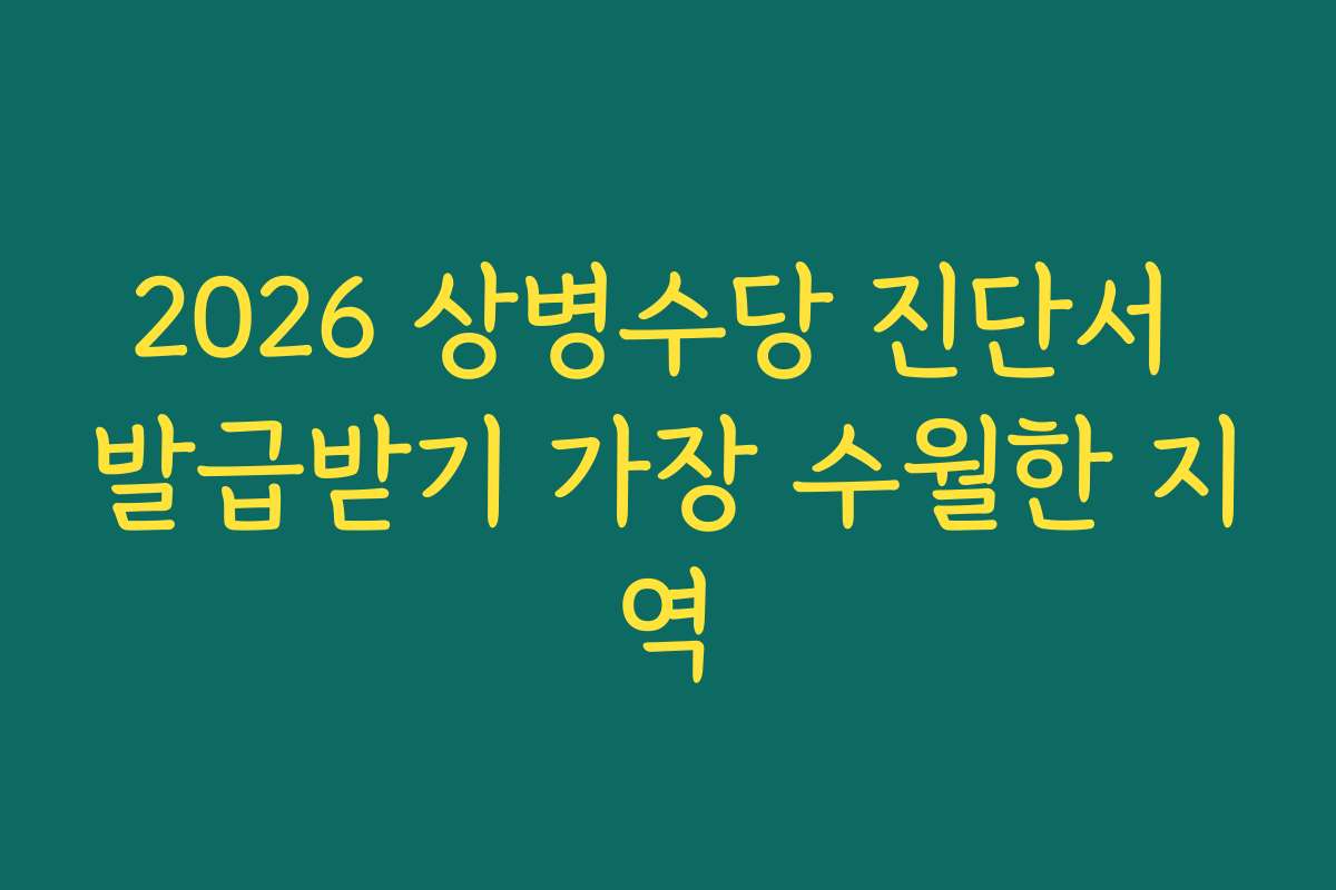 2026 상병수당 진단서 발급받기 가장 수월한 지역