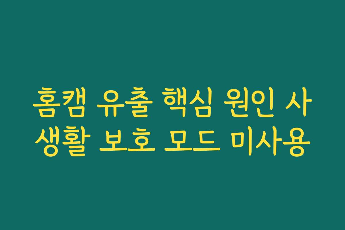 홈캠 유출 핵심 원인 사생활 보호 모드 미사용