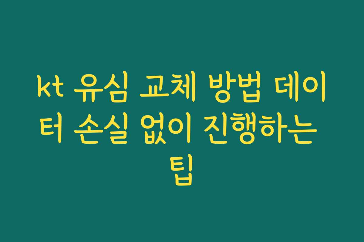 kt 유심 교체 방법 데이터 손실 없이 진행하는 팁