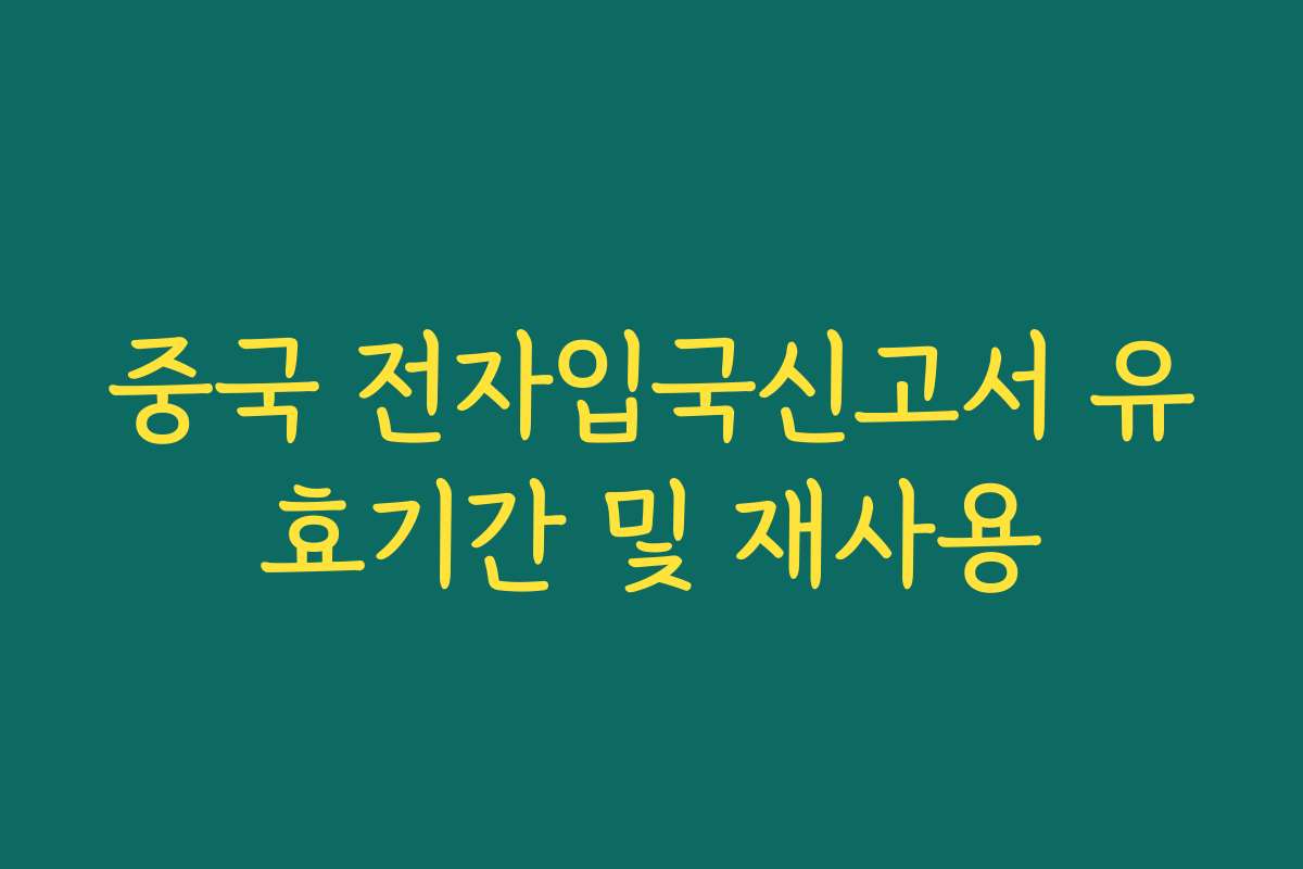 중국 전자입국신고서 유효기간 및 재사용
