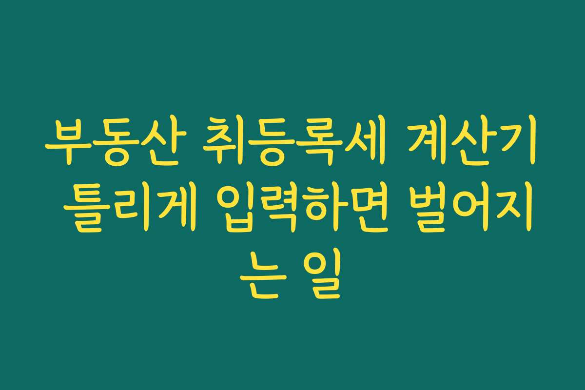 부동산 취등록세 계산기 틀리게 입력하면 벌어지는 일