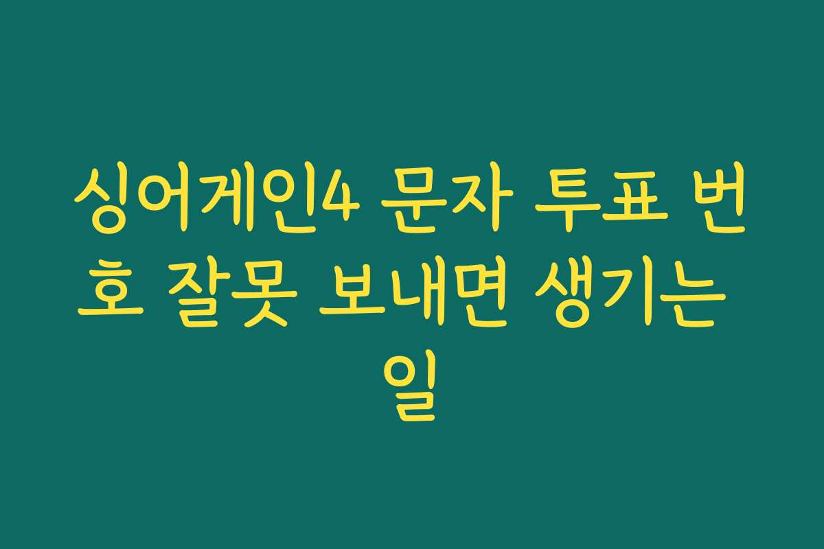 싱어게인4 문자 투표 번호 잘못 보내면 생기는 일