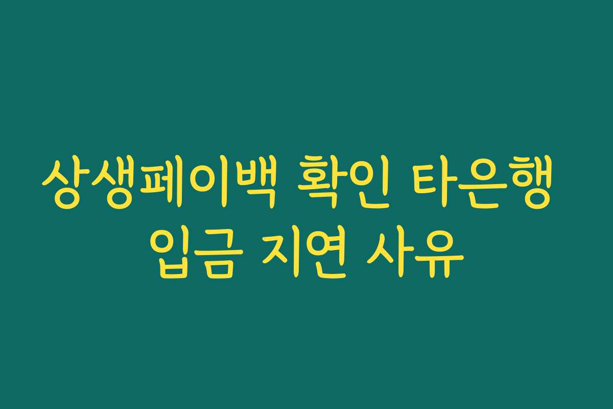 상생페이백 확인 타은행 입금 지연 사유