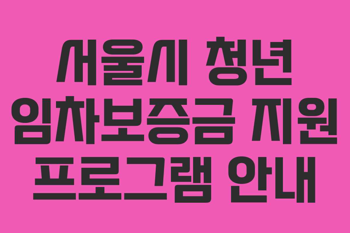 서울시 청년 임차보증금 지원 프로그램 안내 서울시 청년 임차보증금 지원 프로그램 안내
