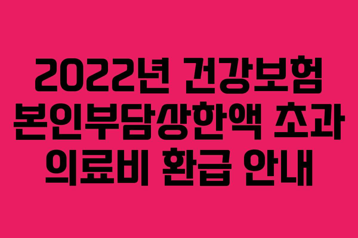 2022년 건강보험 본인부담상한액 초과 의료비 환급 안내