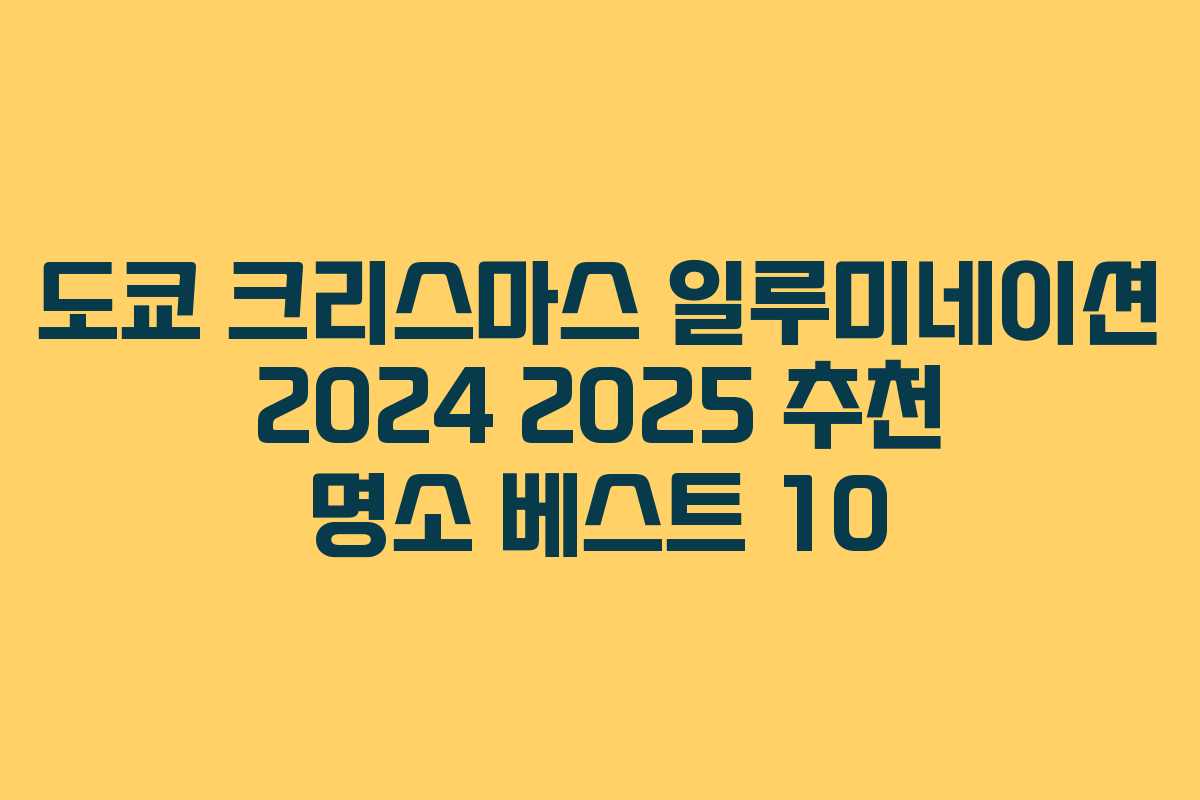 도쿄 크리스마스 일루미네이션 2024 2025 추천 명소 베스트 10