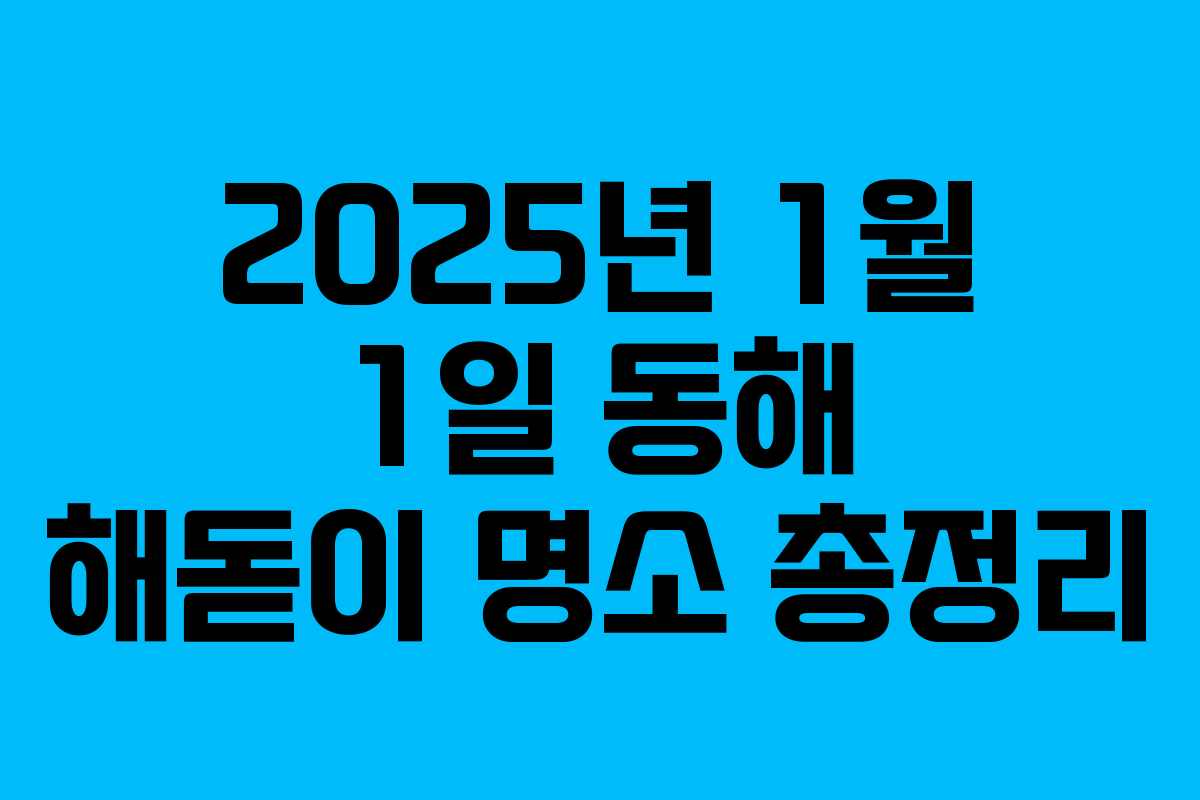 2025년 1월 1일 동해 해돋이 명소 총정리