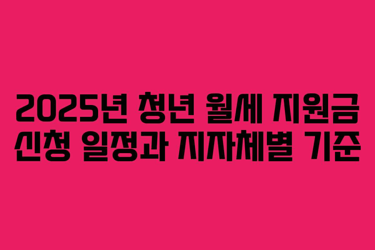 2025년 청년 월세 지원금 신청 일정과 지자체별 기준