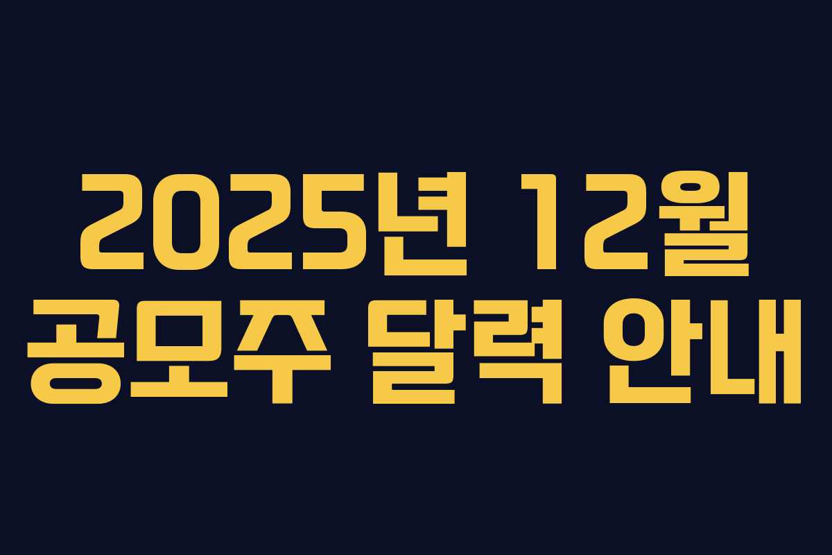 2025년 12월 공모주 달력 안내