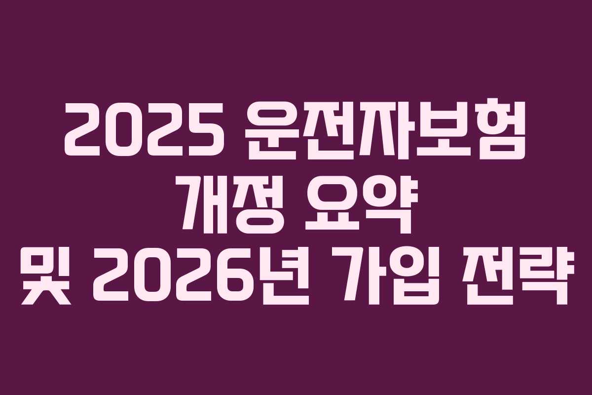 2025 운전자보험 개정 요약 및 2026년 가입 전략