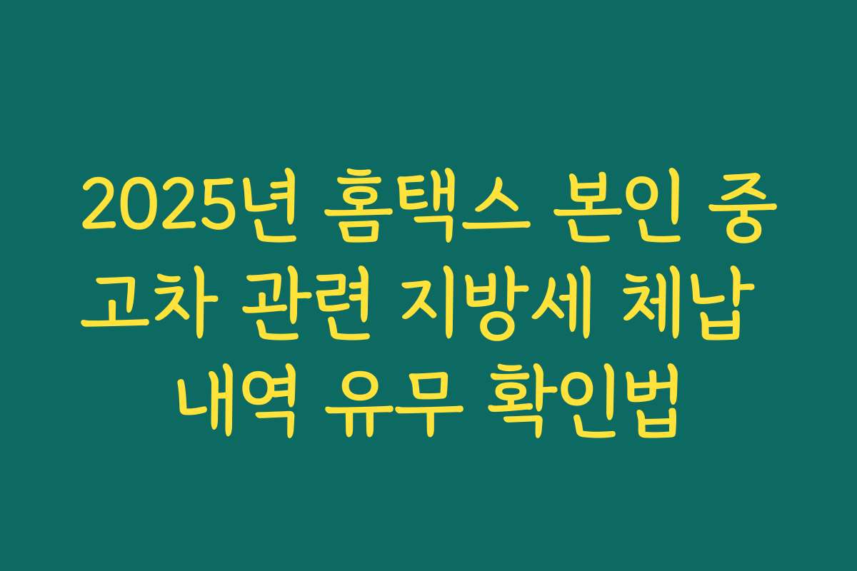 2025년 홈택스 본인 중고차 관련 지방세 체납 내역 유무 확인법
