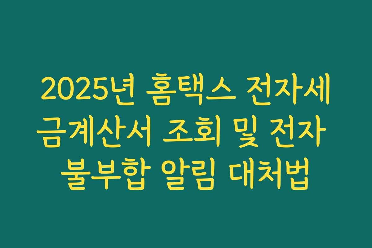 2025년 홈택스 전자세금계산서 조회 및 전자 불부합 알림 대처법