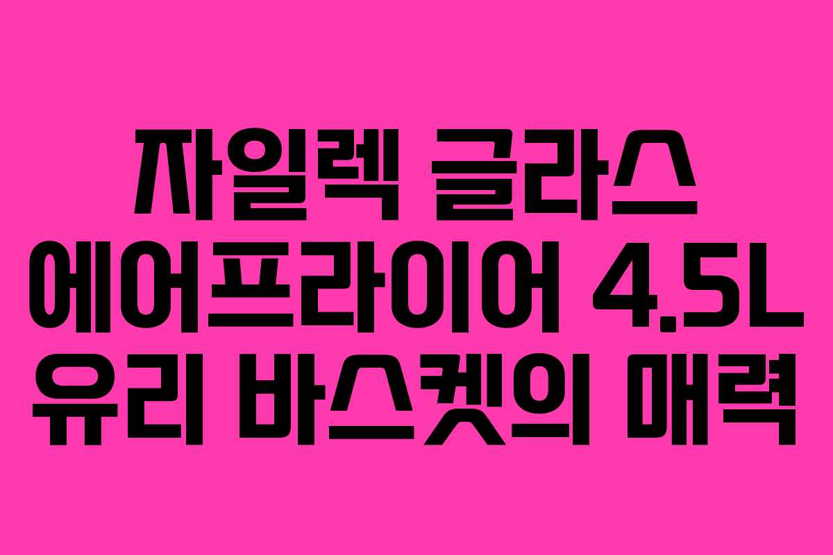 자일렉 글라스 에어프라이어 4.5L 유리 바스켓의 매력