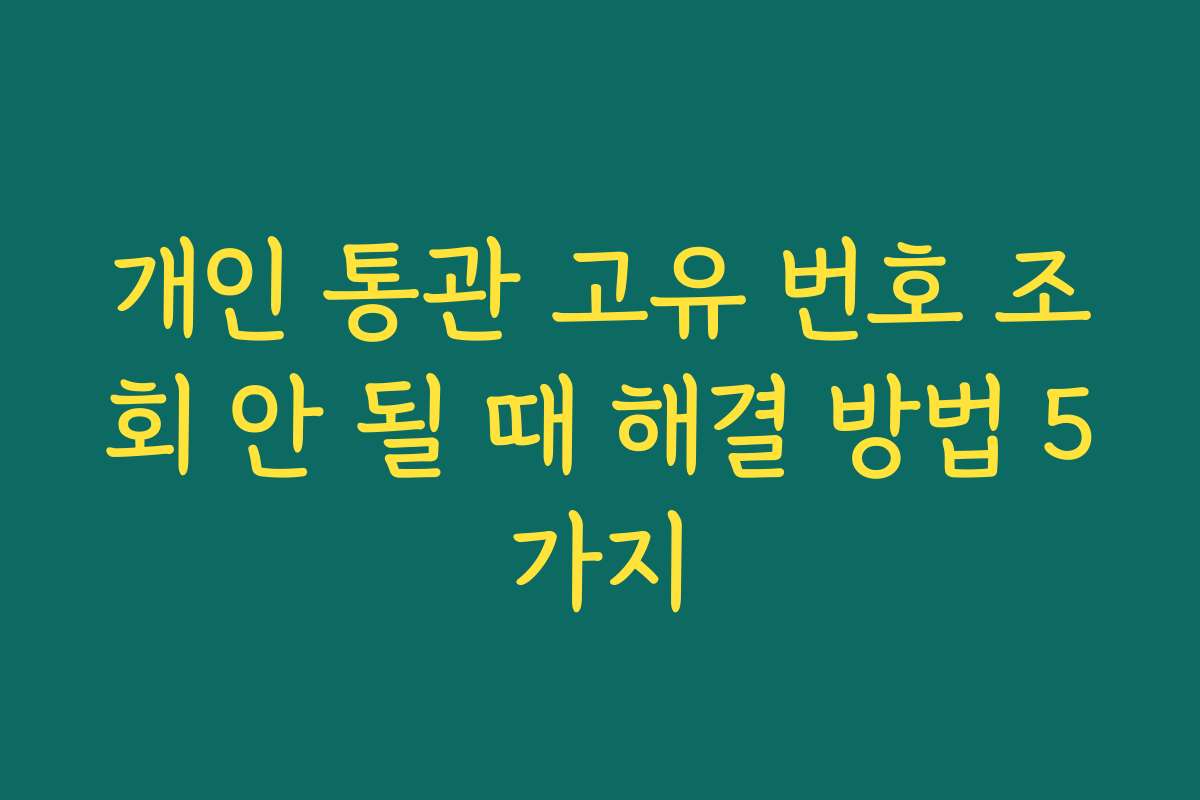 개인 통관 고유 번호 조회 안 될 때 해결 방법 5가지