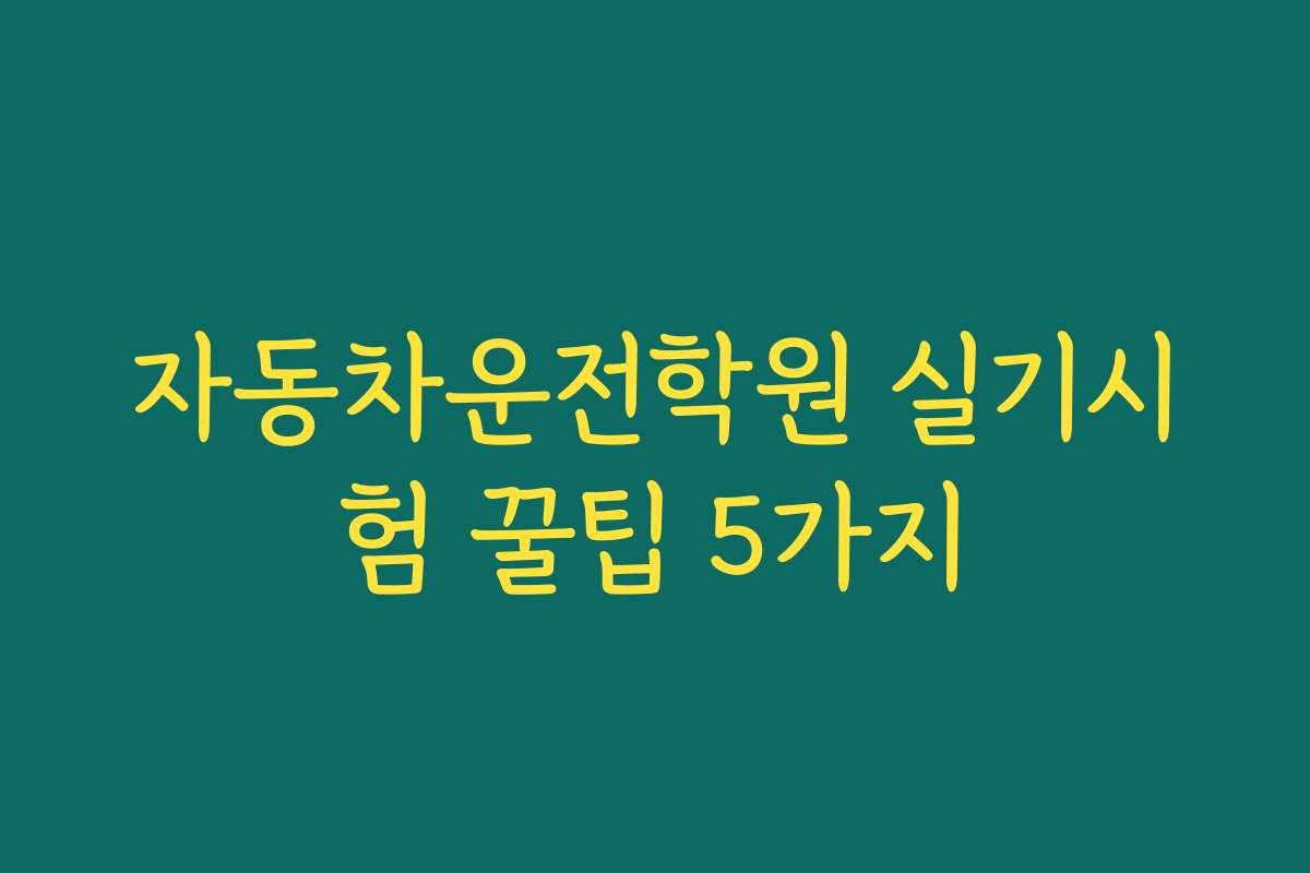 자동차운전학원 실기시험 꿀팁 5가지