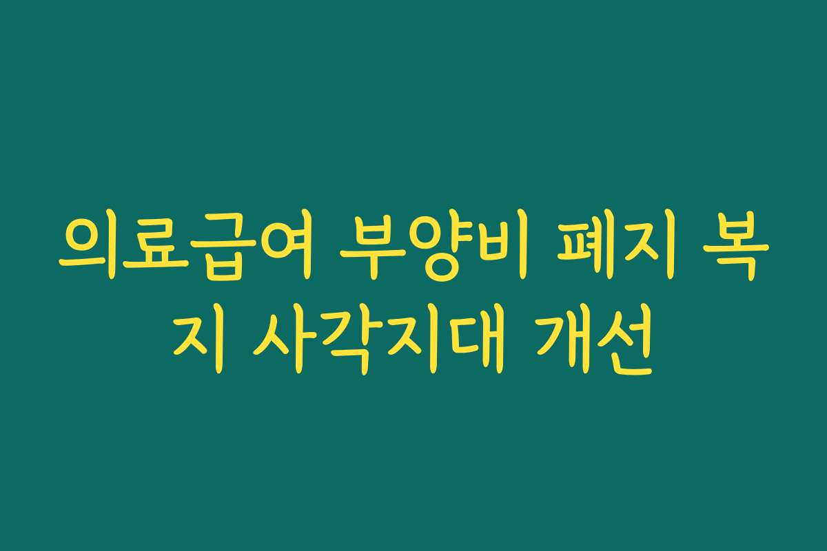 의료급여 부양비 폐지 복지 사각지대 개선