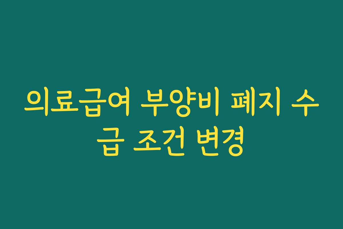 의료급여 부양비 폐지 수급 조건 변경