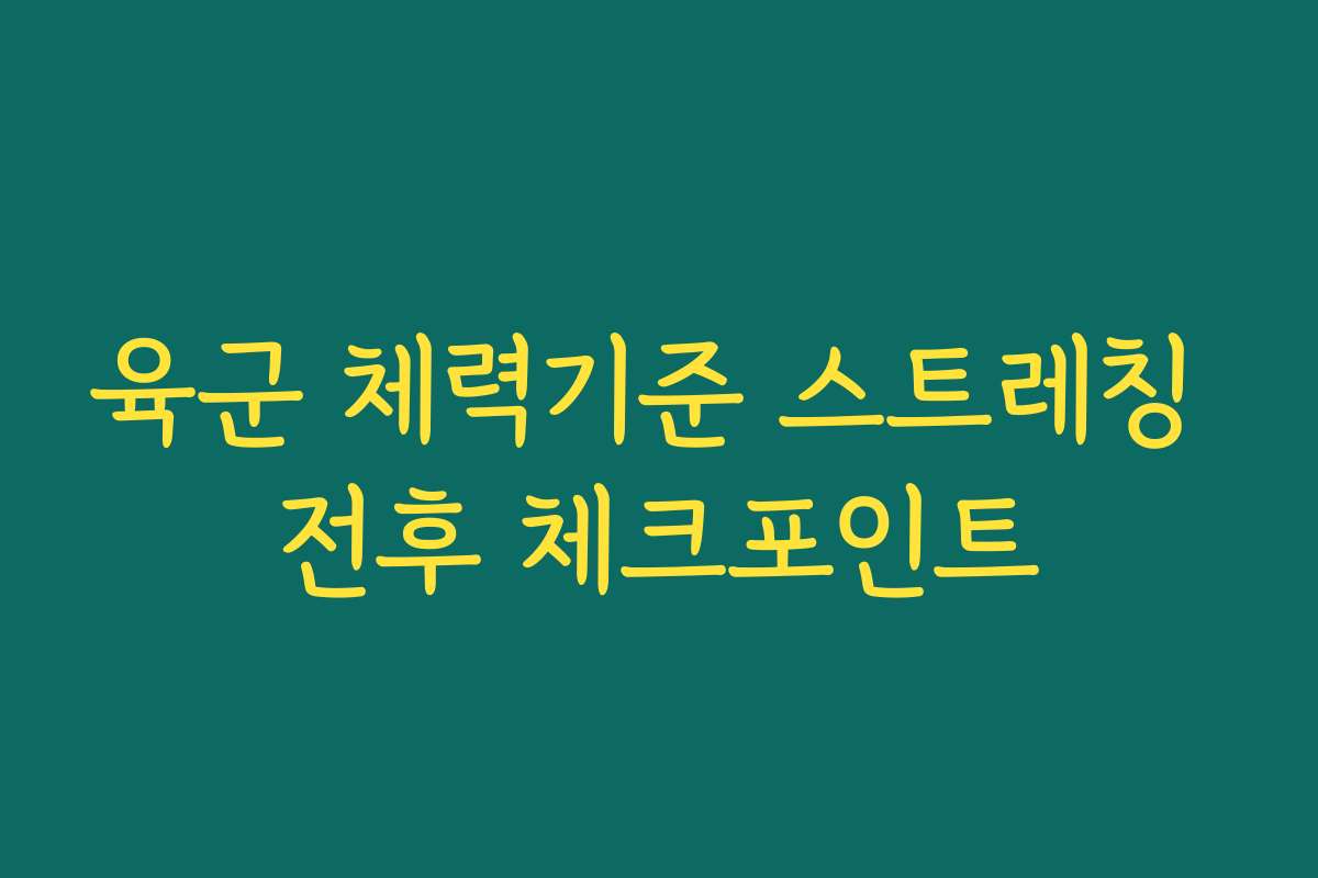 육군 체력기준 스트레칭 전후 체크포인트