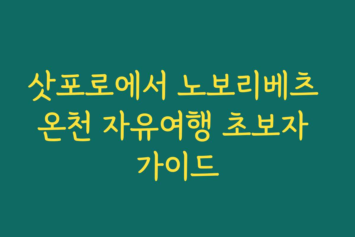 삿포로에서 노보리베츠 온천 자유여행 초보자 가이드