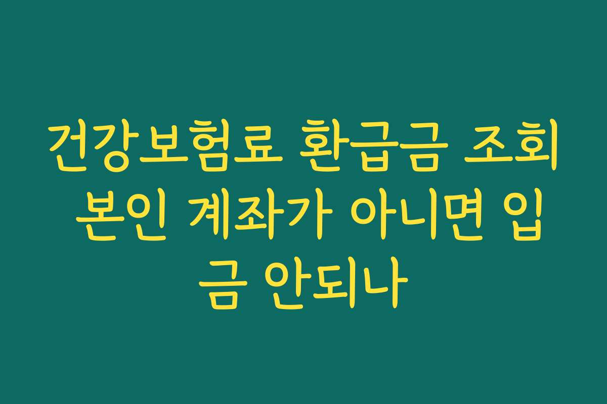 건강보험료 환급금 조회 본인 계좌가 아니면 입금 안되나