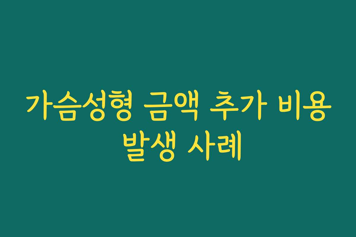 가슴성형 금액 추가 비용 발생 사례