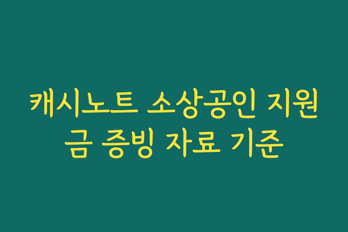 캐시노트 소상공인 지원금 증빙 자료 기준
