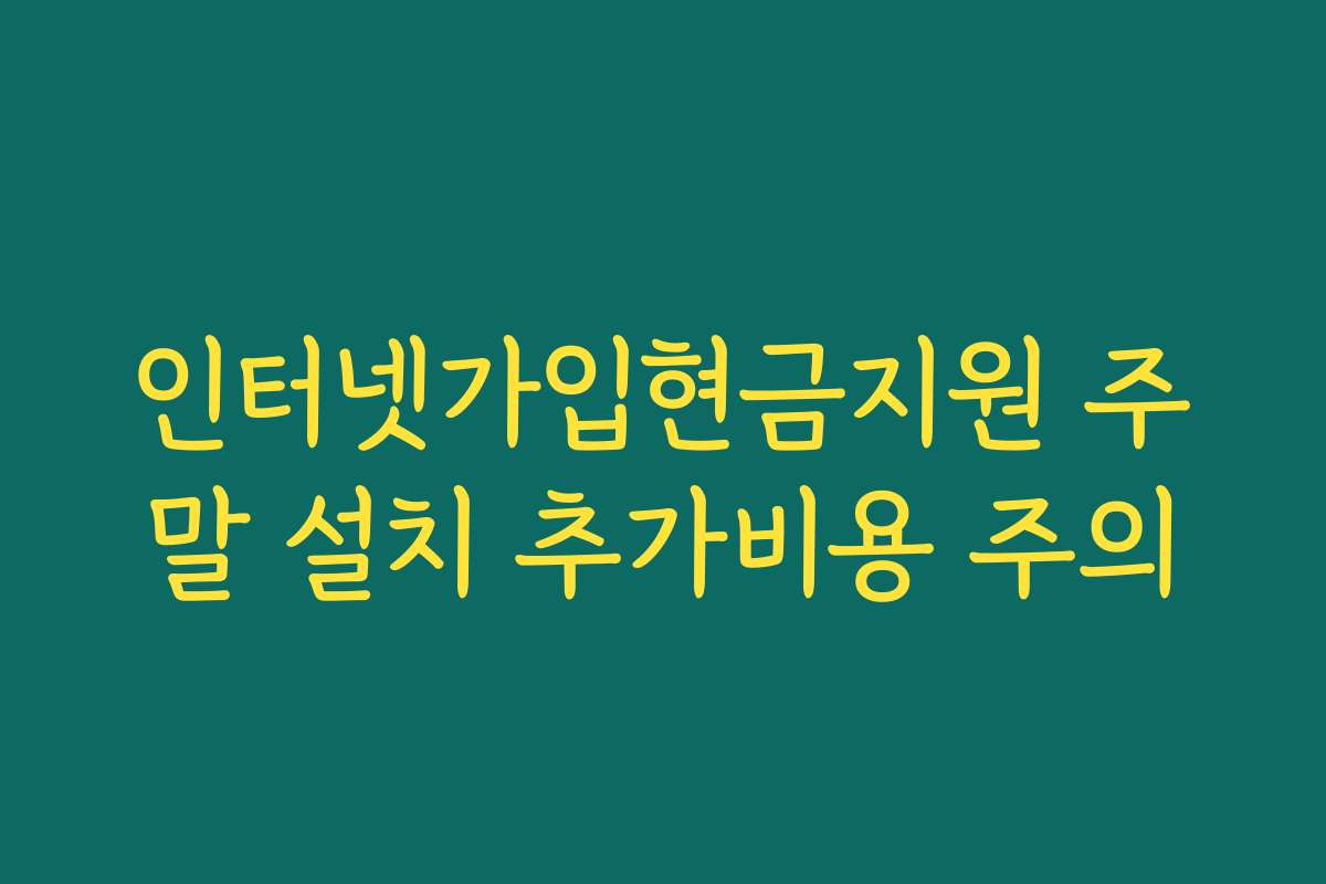 인터넷가입현금지원 주말 설치 추가비용 주의