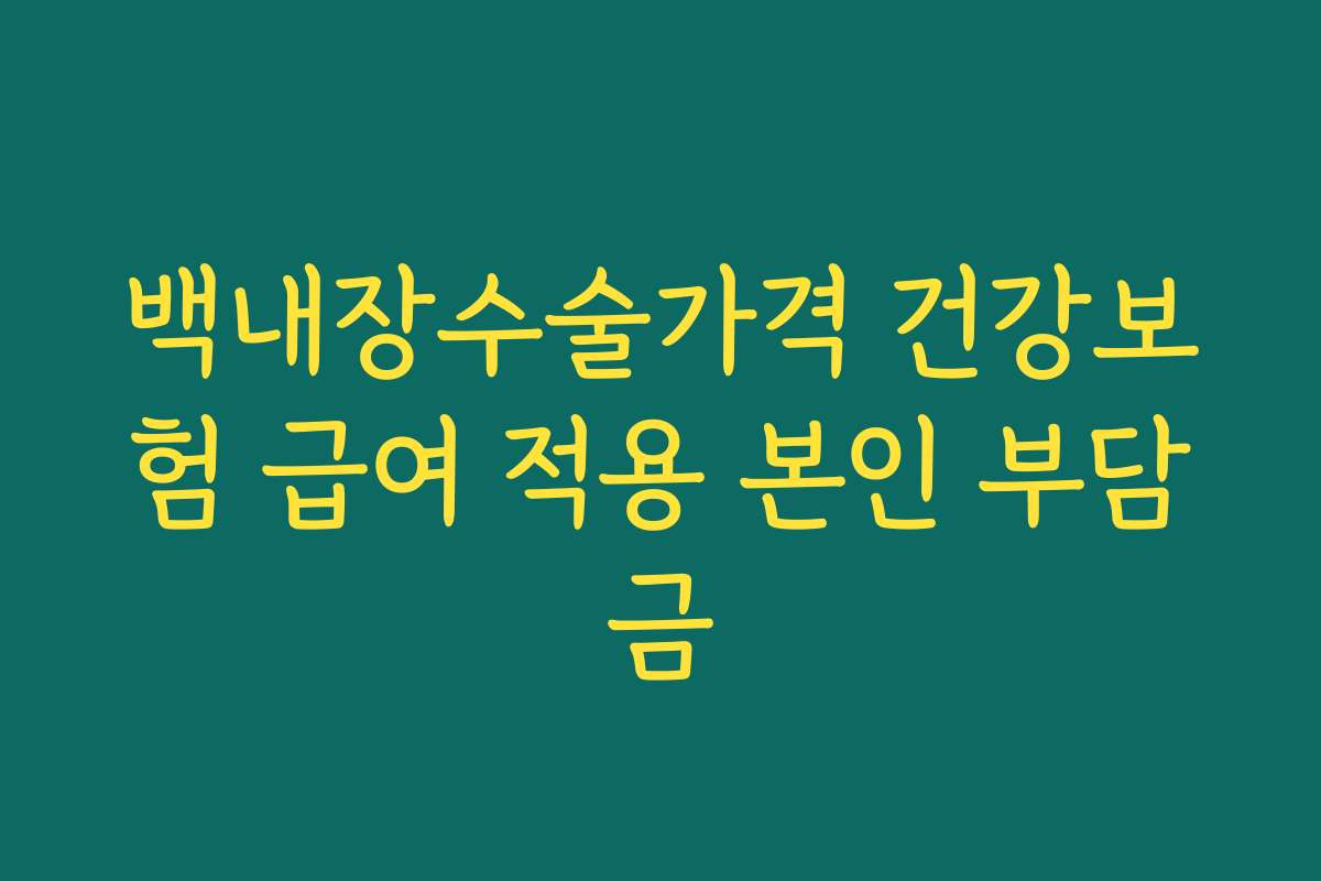 백내장수술가격 건강보험 급여 적용 본인 부담금