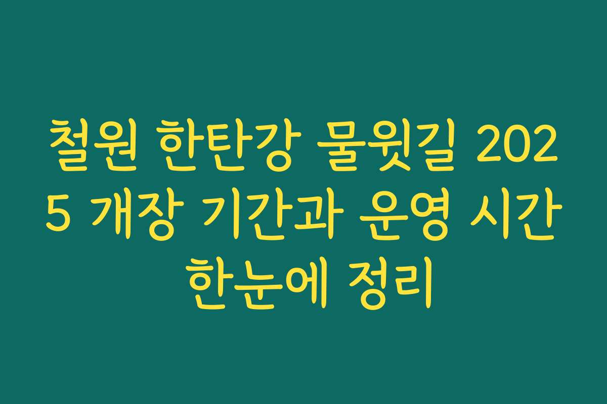 철원 한탄강 물윗길 2025 개장 기간과 운영 시간 한눈에 정리