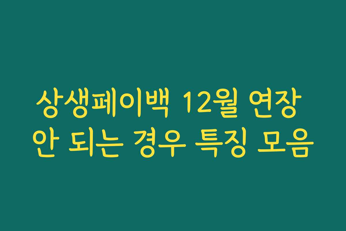 상생페이백 12월 연장 안 되는 경우 특징 모음