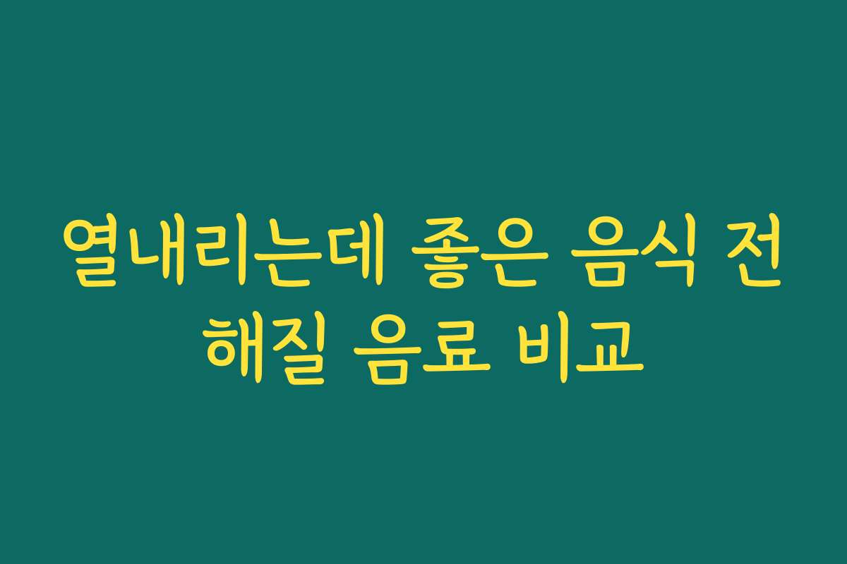 열내리는데 좋은 음식 전해질 음료 비교
