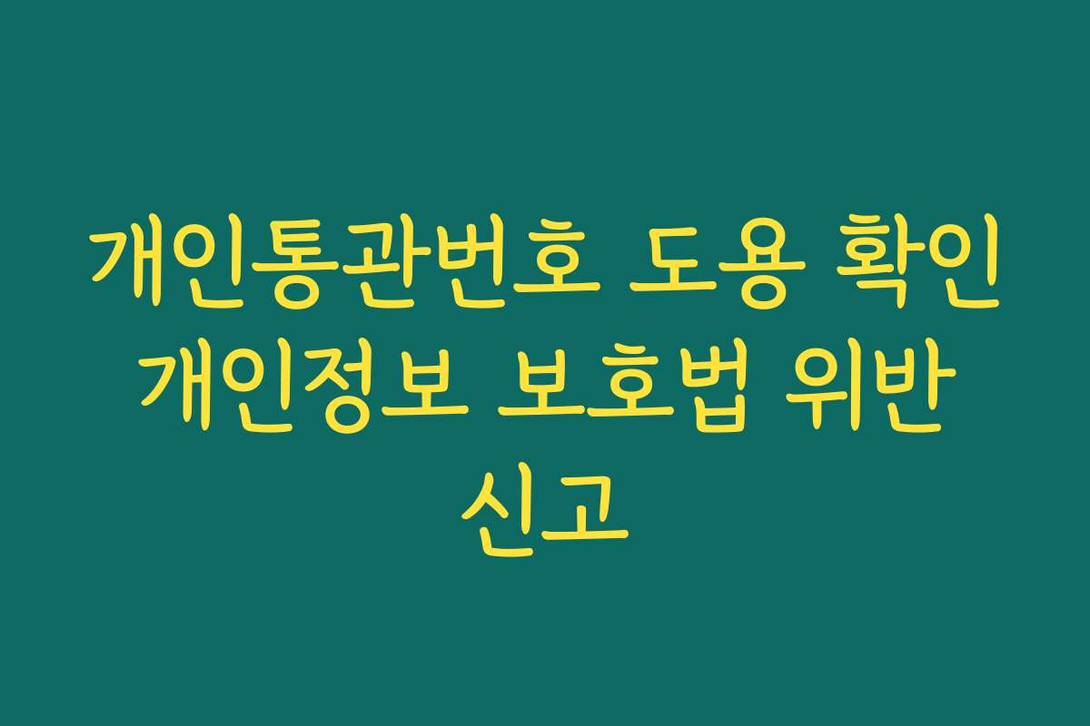 개인통관번호 도용 확인 개인정보 보호법 위반 신고