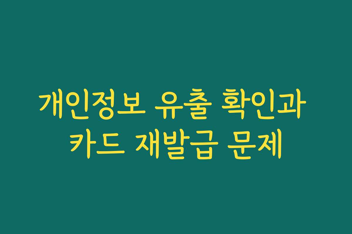 개인정보 유출 확인과 카드 재발급 문제