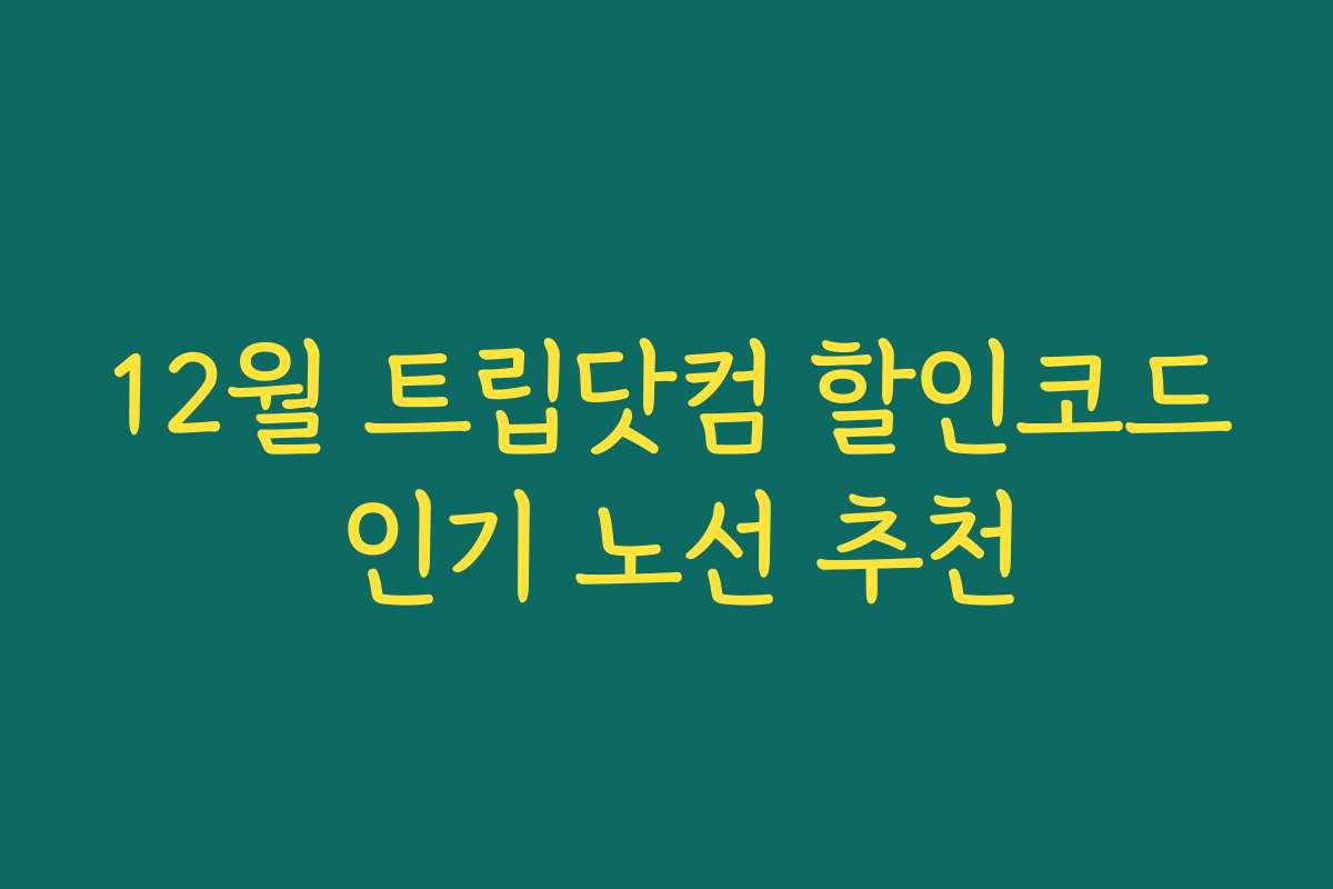 12월 트립닷컴 할인코드 인기 노선 추천