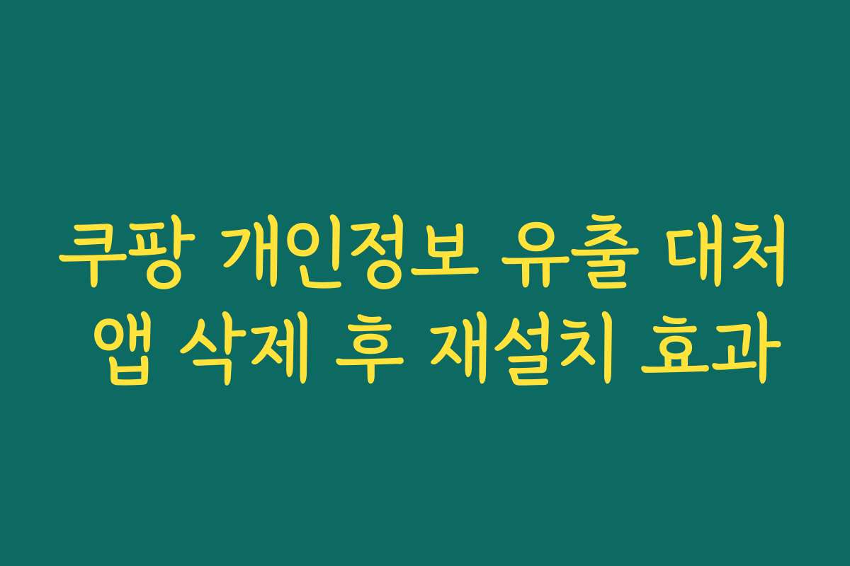 쿠팡 개인정보 유출 대처 앱 삭제 후 재설치 효과