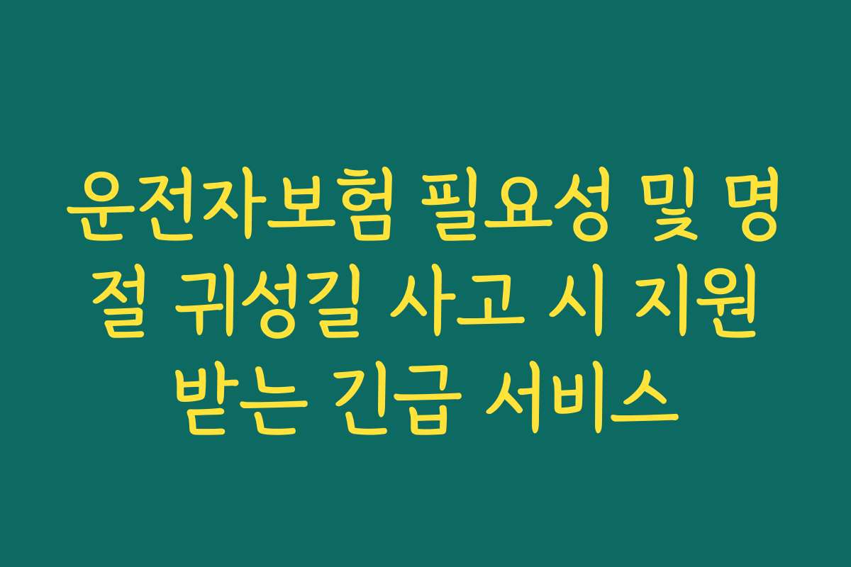 운전자보험 필요성 및 명절 귀성길 사고 시 지원받는 긴급 서비스