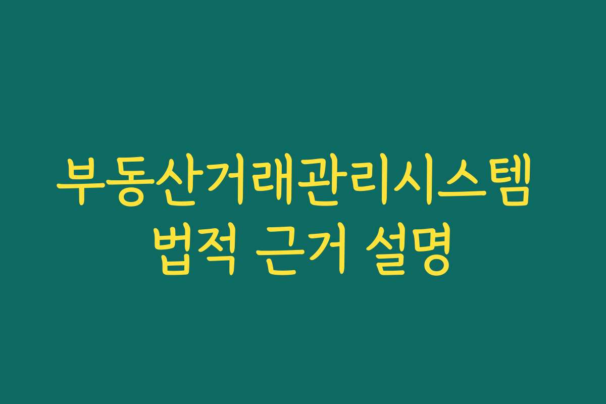 부동산거래관리시스템 법적 근거 설명