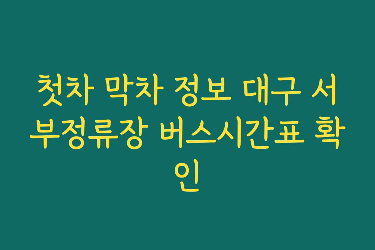 첫차 막차 정보 대구 서부정류장 버스시간표 확인