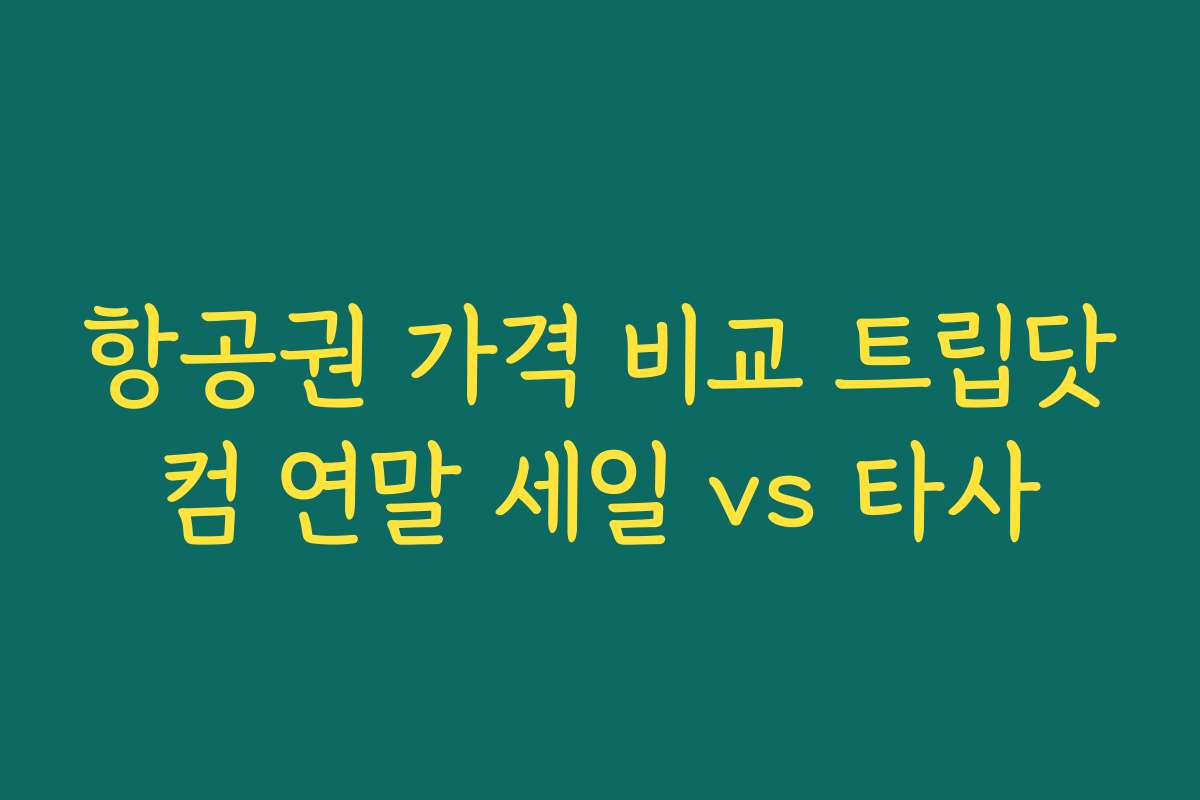 항공권 가격 비교 트립닷컴 연말 세일 vs 타사