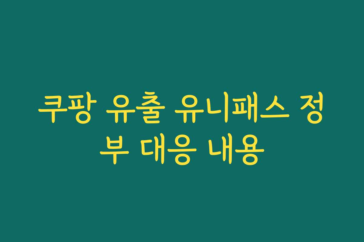 쿠팡 유출 유니패스 정부 대응 내용