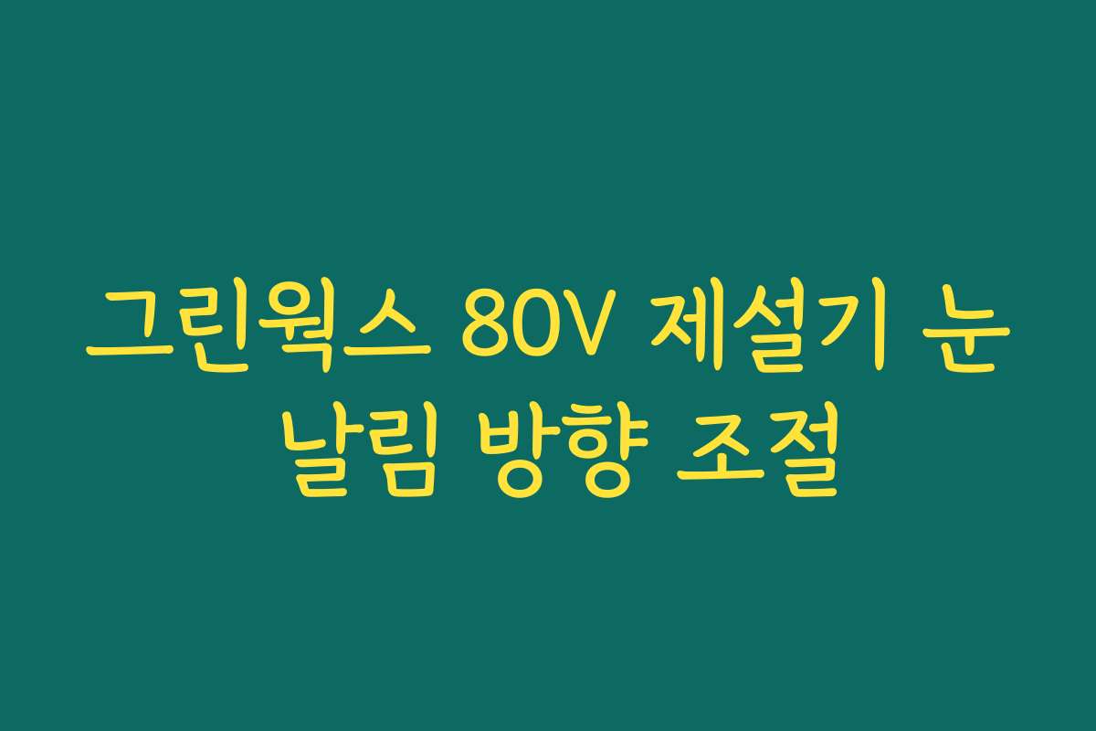 그린웍스 80V 제설기 눈 날림 방향 조절