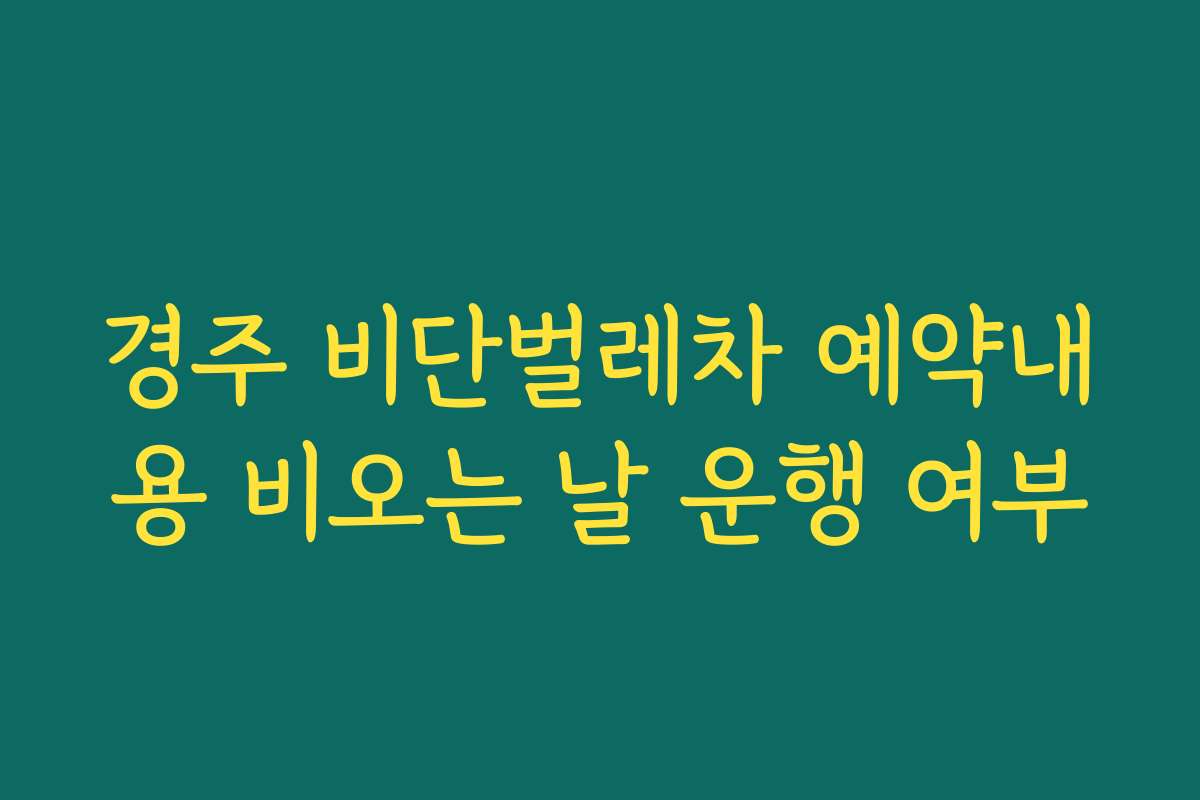 경주 비단벌레차 예약내용 비오는 날 운행 여부