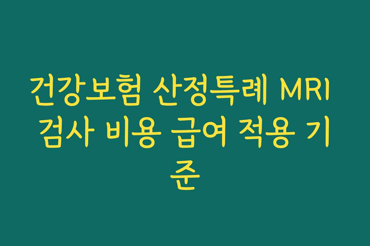 건강보험 산정특례 MRI 검사 비용 급여 적용 기준