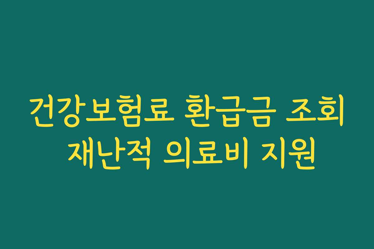 건강보험료 환급금 조회 재난적 의료비 지원