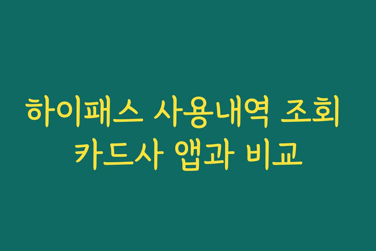 하이패스 사용내역 조회 카드사 앱과 비교