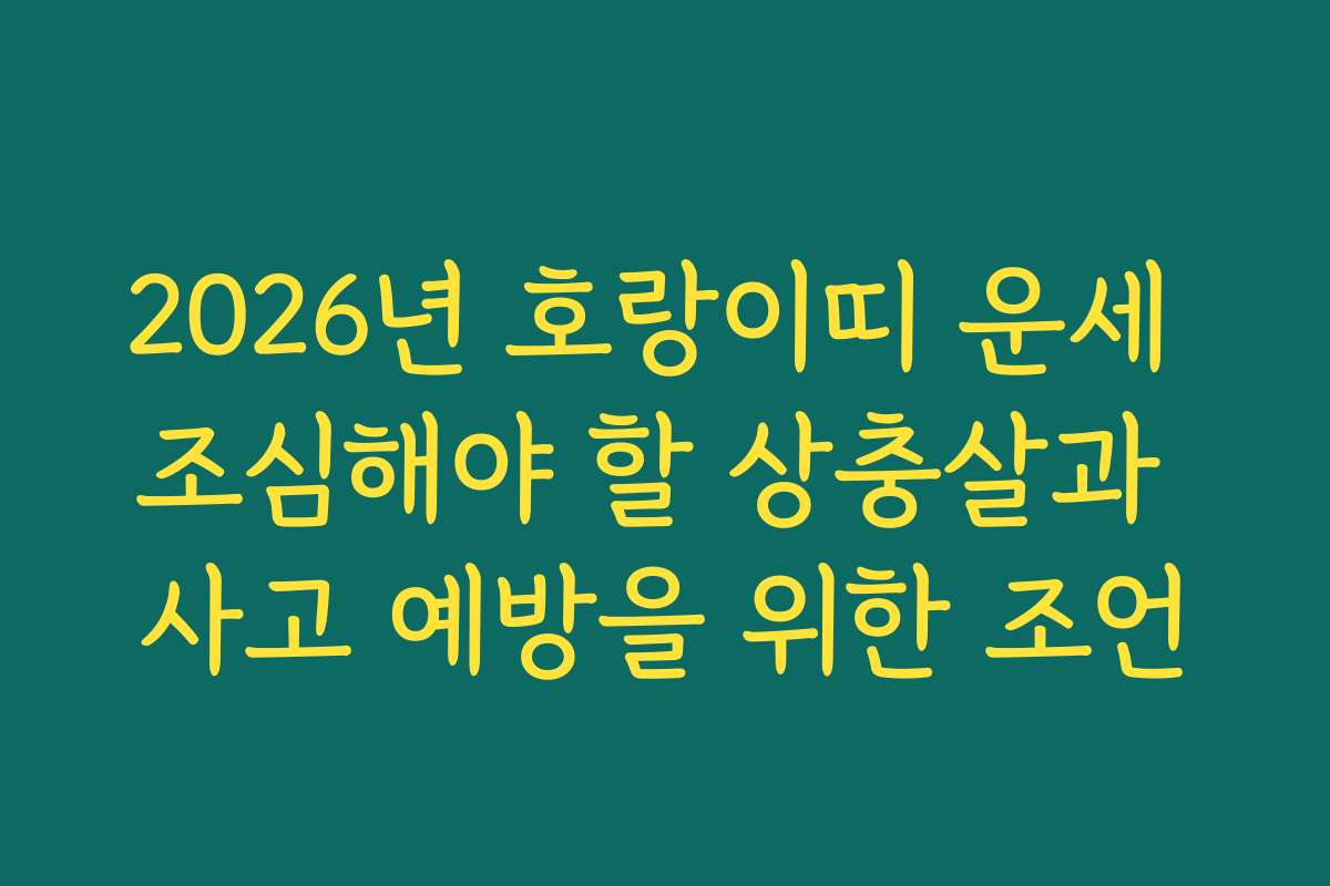 2026년 호랑이띠 운세 조심해야 할 상충살과 사고 예방을 위한 조언