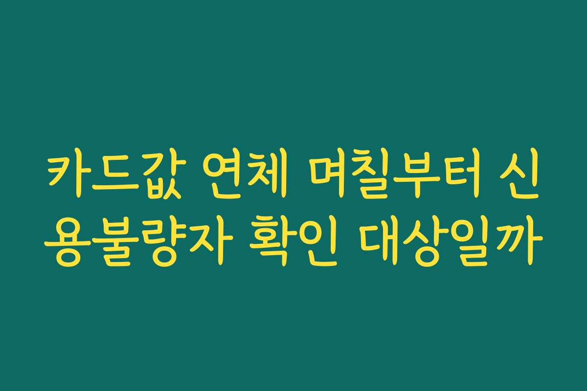 카드값 연체 며칠부터 신용불량자 확인 대상일까